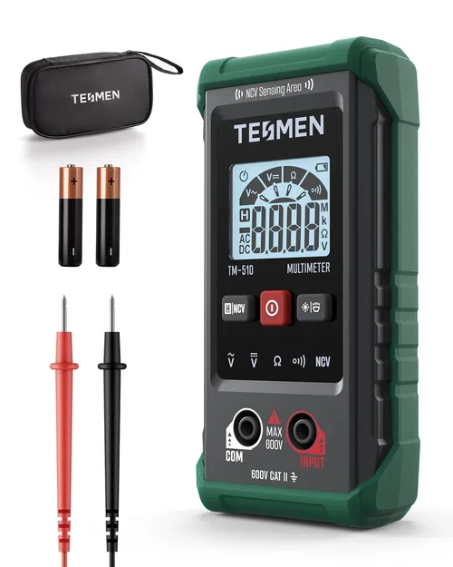 TESMEM-510 Digital Multimeter, 4000 Counts, Smart Measurement, Auto-Ranging Voltmeter