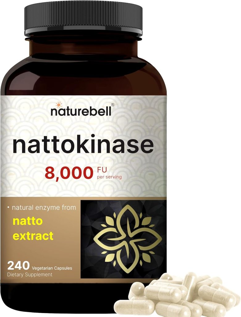 NatureBell Nattokinase Supplement 8,000 FU Per Serving, 240 Veggie Capsules